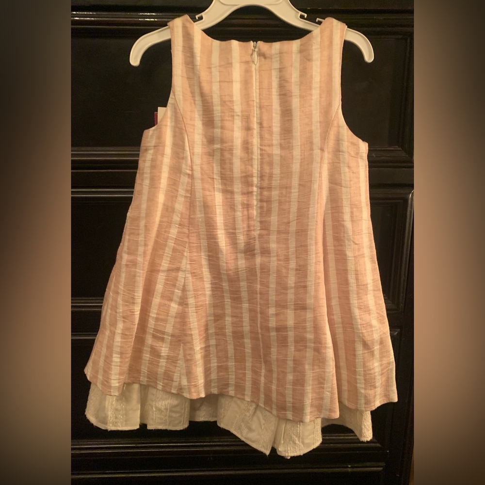 Striped Pink and White Kids Casual Dress - Picture 2 of 4